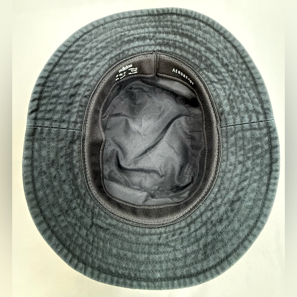 Adidas Denim Black Bucket Hat with White Logo Y2K - Picture 4 of 8